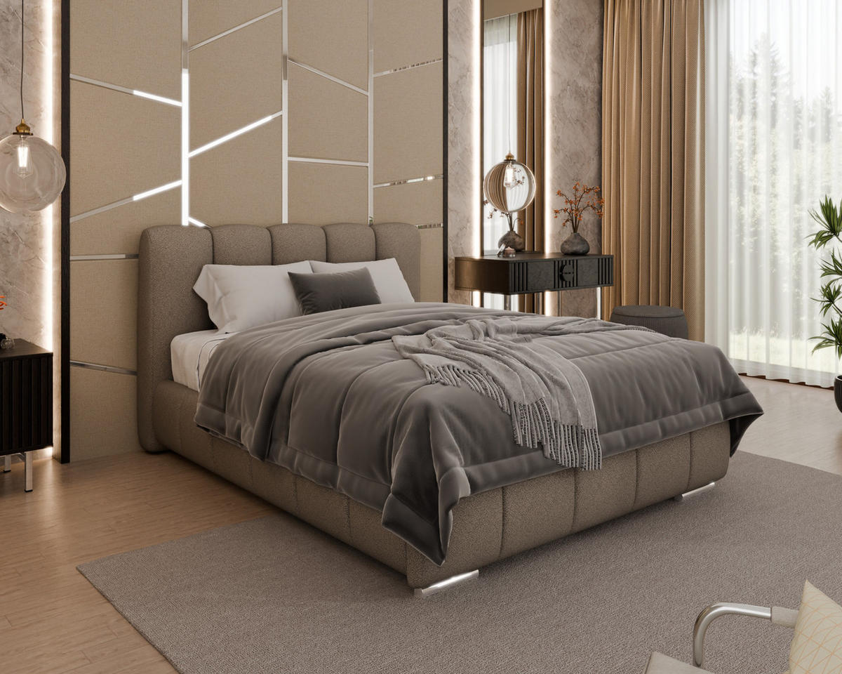 POLSTERBETT Zaira 140x200cm – Elegantes Polsterbett für modernen Wohnstil , ohne matratze, braun - Braun, Holz (100/200cm) - Homesy