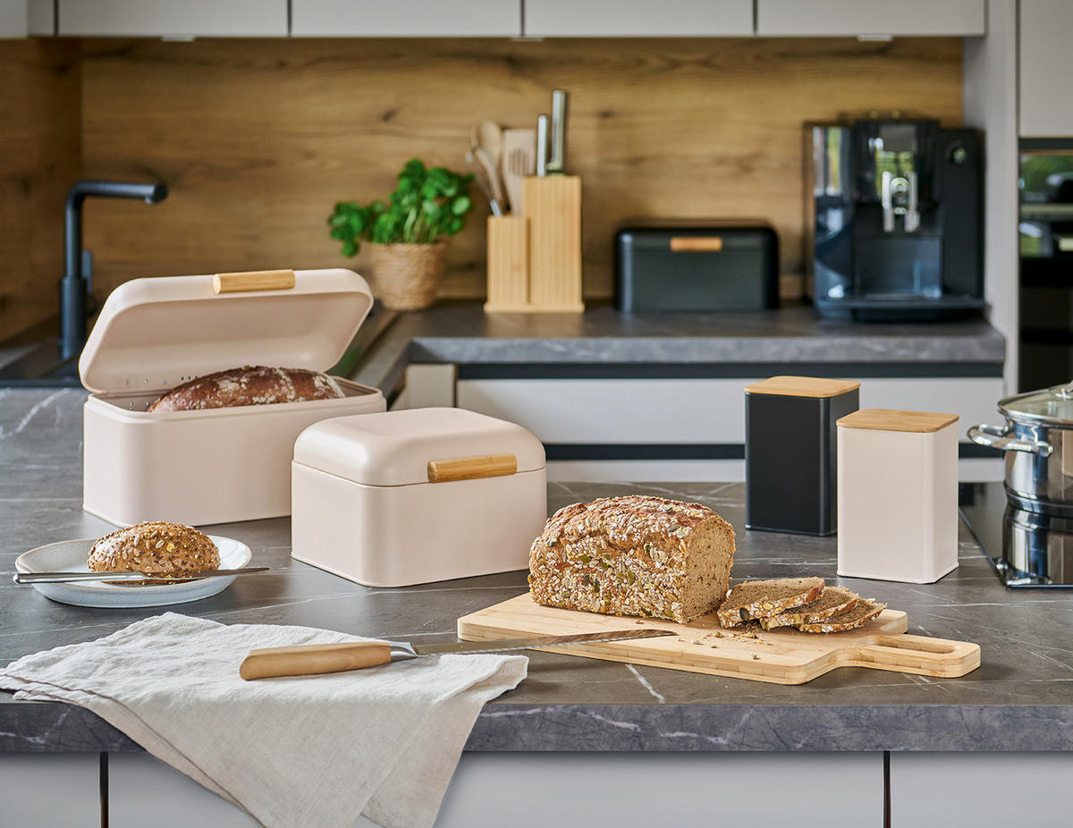 BROTKASTEN aus Metall 30,5/20,5/15,2 cm - Beige, Naturmaterialien (20.5/15.2/30.5cm) - ZELLER
