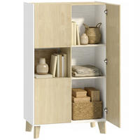 SIDEBOARD Weiß und Naturholz, 6 Fächer, Soft-Close, 80/40/135 cm - Weiß, Holz (80/135/40cm) - PANGIVO