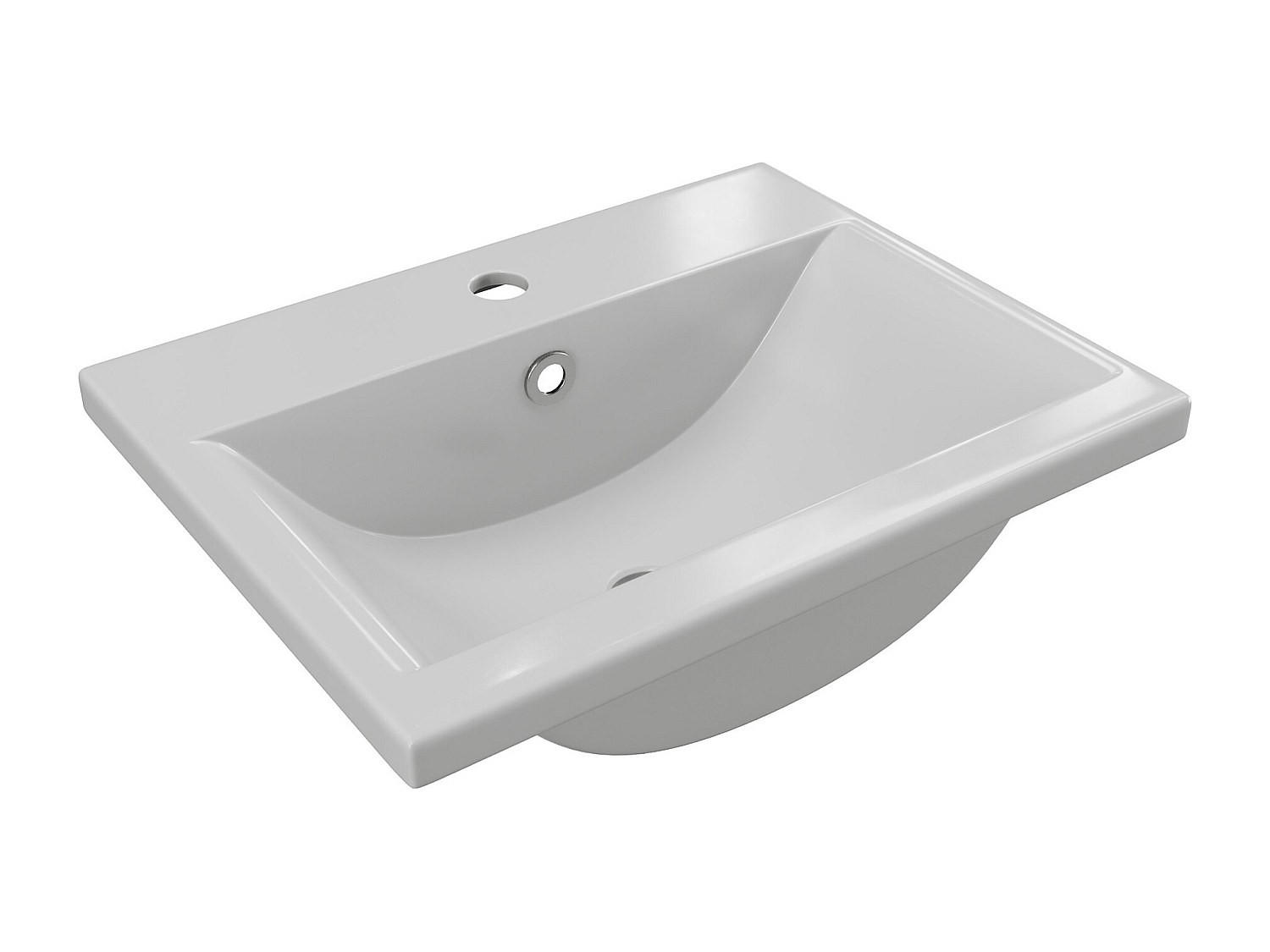 HALBEINBAUWASCHBECKEN rechteckig - Keramik - 51,5 cm - Weiß - YASMAC II - Weiß, Keramik (51.5/17/39.5cm) - Vente-Unique