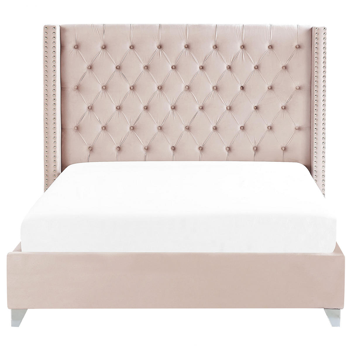POLSTERBETT 180/200cm Pastellrosa Lubbon - Pink, Textil (180/200cm) - Beliani