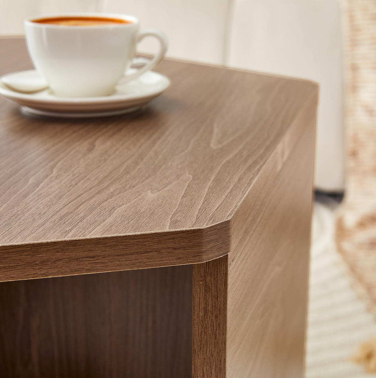 COUCHTISCH 79/69,4/40 cm Tiefes Pfirsichfarben mit Zylindrischen Beinen aus MDF - Braun, Holzwerkstoff (79/69.4/48cm) - OKWISH