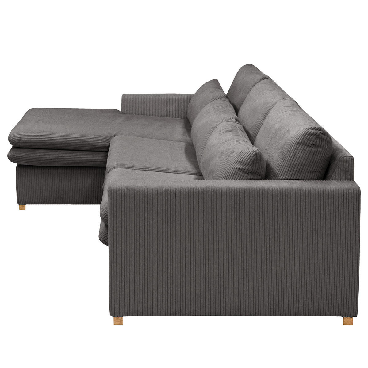 ECKSOFA mit Longchair - Grau, Textil (299/164cm) - home24