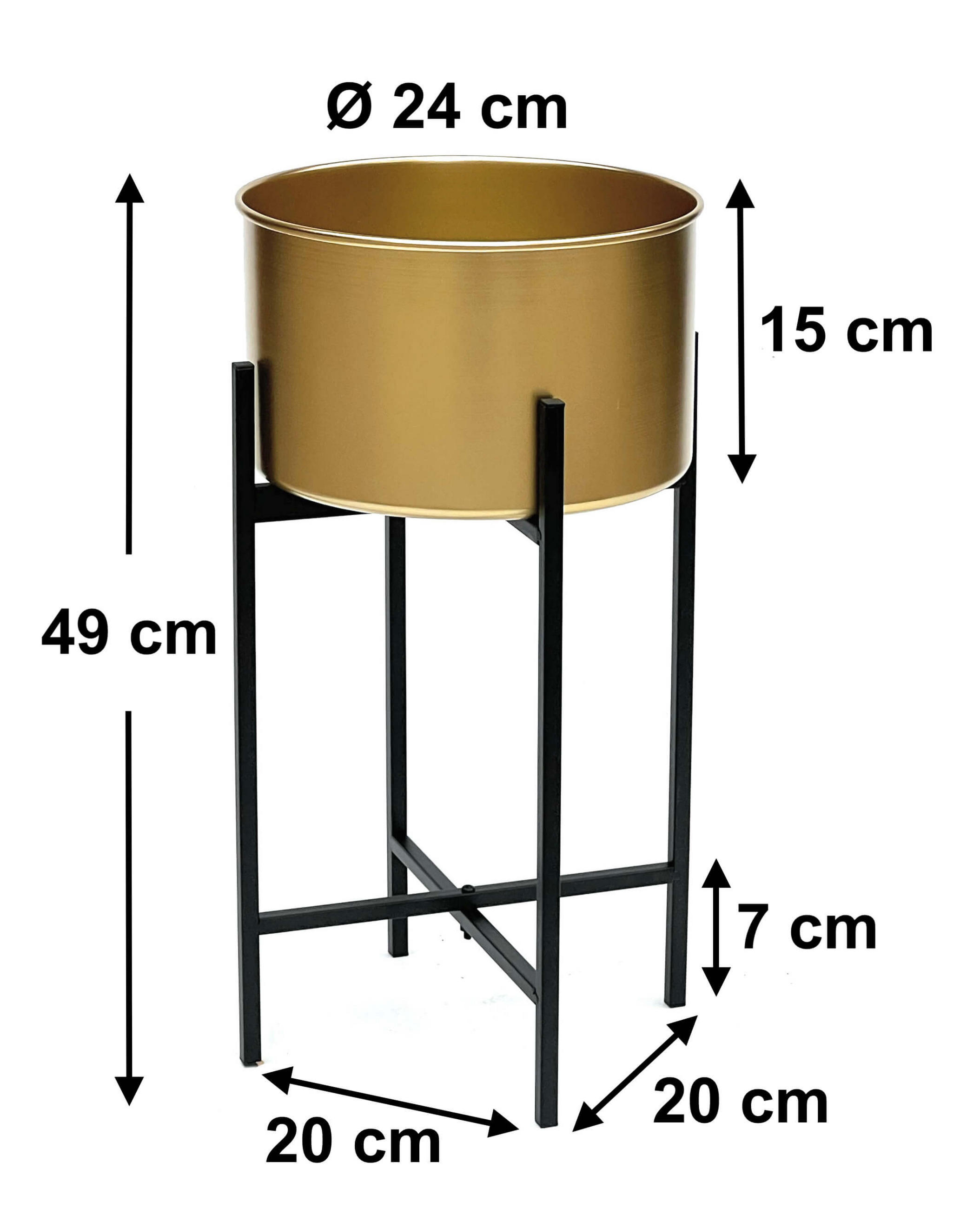 BLUMENHOCKER mit Topf Gold Metall Schwarz 50 cm - Goldfarben, Metall (20/49/20cm) - DanDiBo