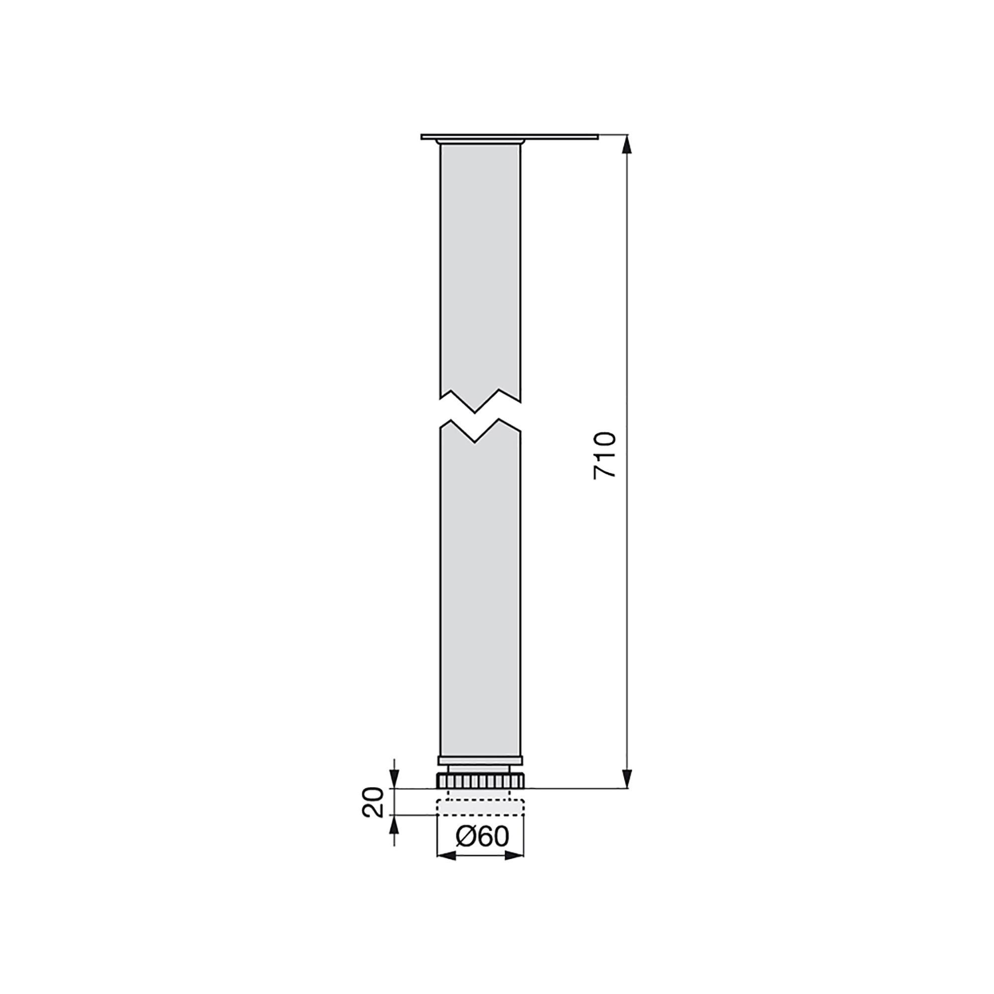 TISCHBEINE, Durchmesser 60mm, H 710mm, Stahl, Nickel satiniert 4er-set - Silberfarben, Metall (14.2/71/14.2cm) - EMUCA