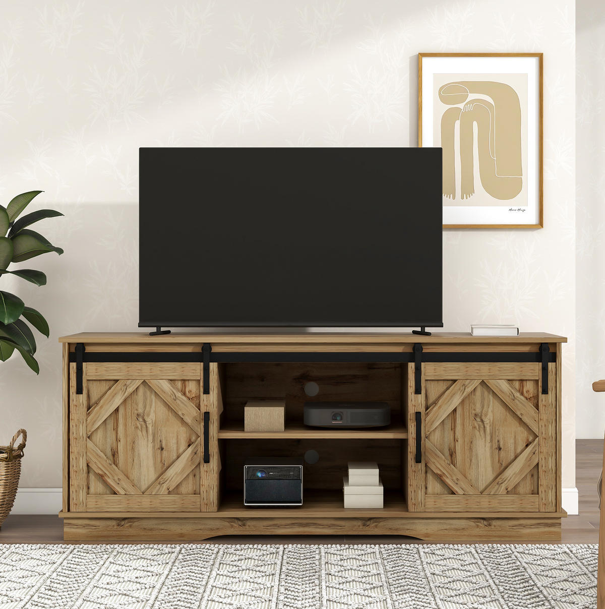 TV-SCHRANK in Braun mit Schiebetüren und höhenverstellbaren Regalen 150/40/60 cm - Braun, Holzwerkstoff (150/60/40cm) - Redom