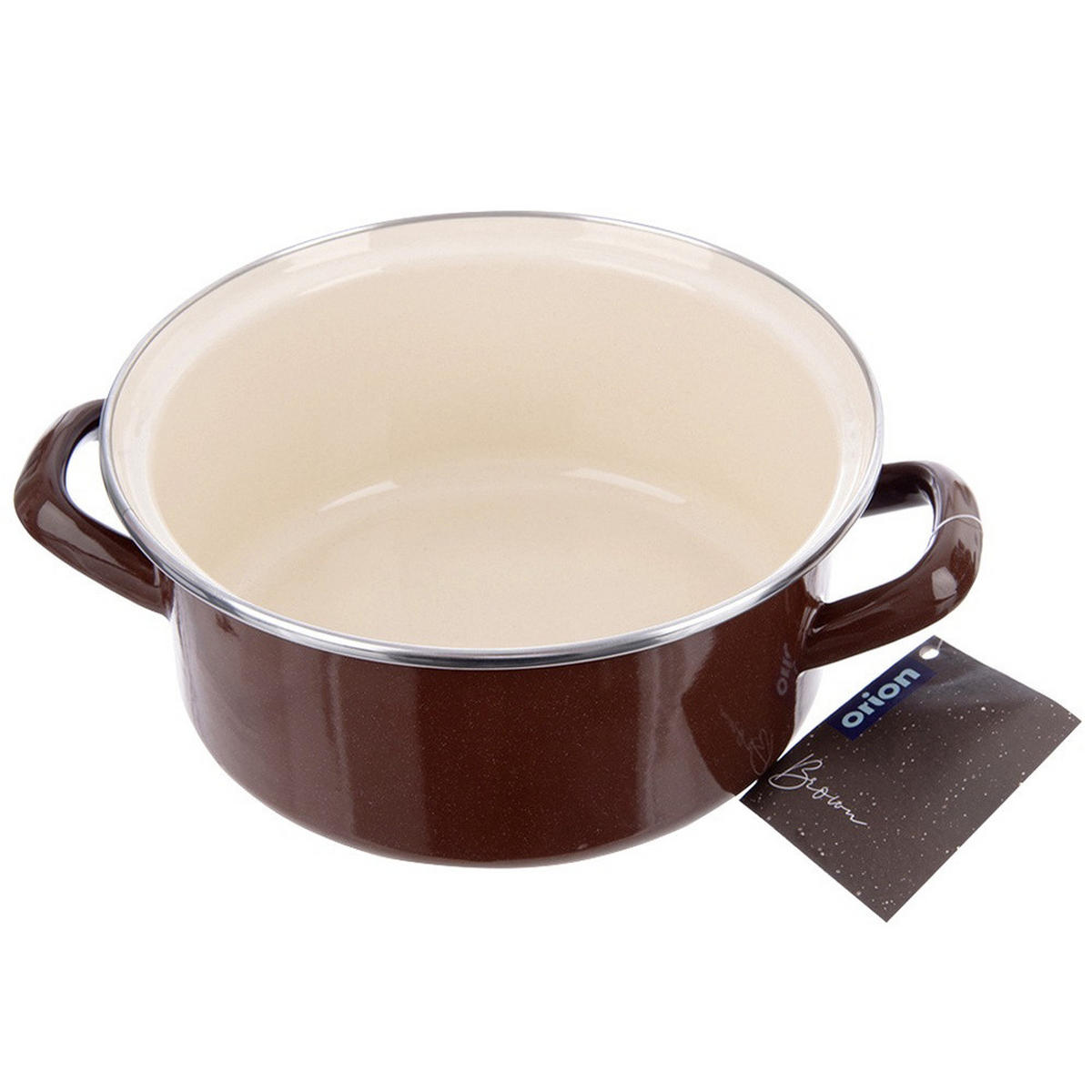 EMAILLIERTOPF Brown mit Griffen braun - Braun, Metall (20.5cm) - Orion 