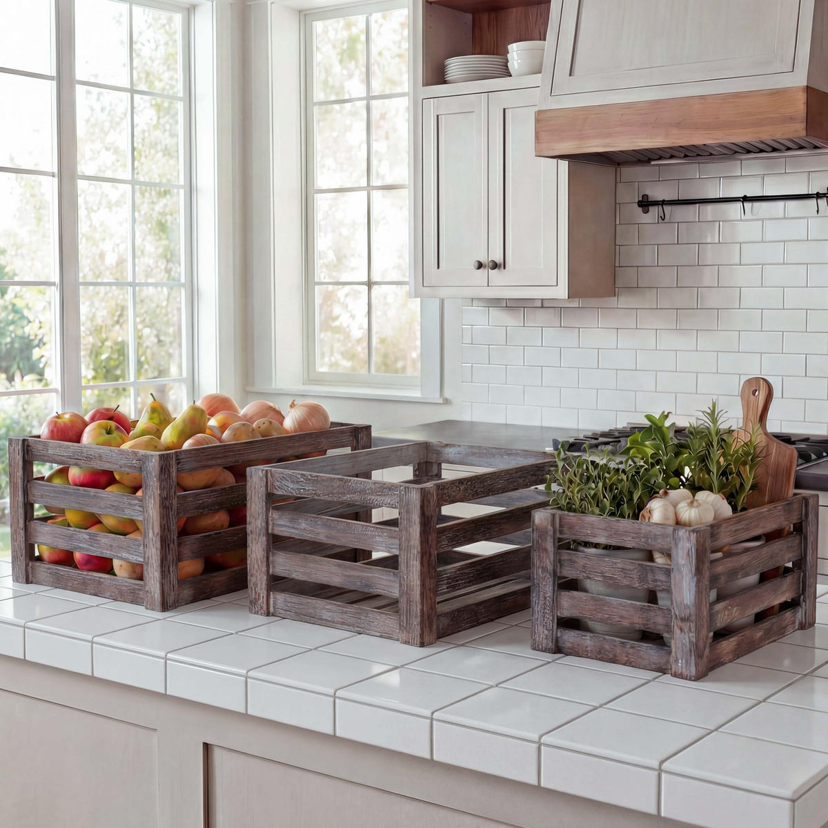 HOLZKISTE 3ER-SET Dunkelbraun 3er-Set-Set - Dunkelbraun, Holz (30/41/21cm) - MCW