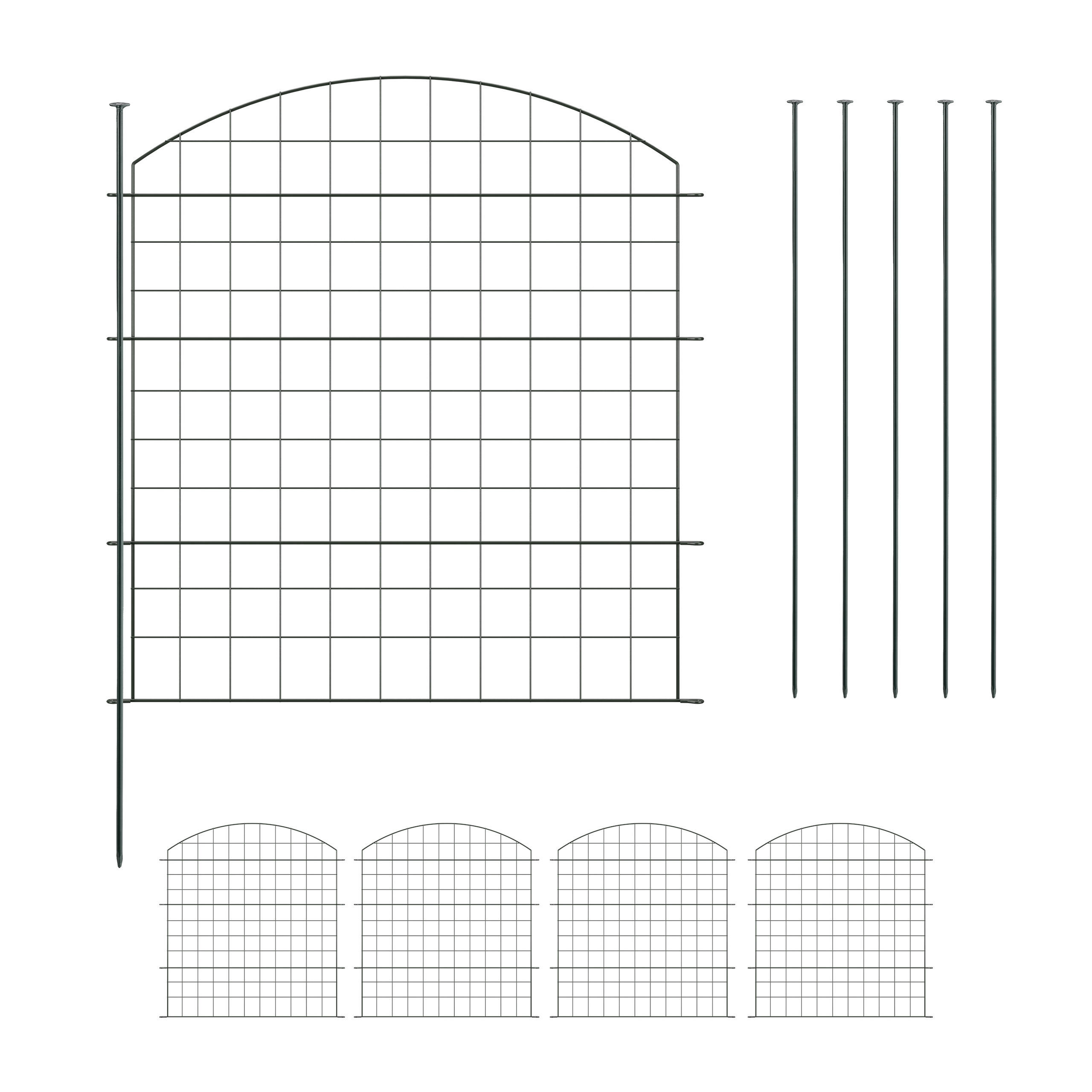 TEICHZAUN-SET - Schwarz, Metall (375/79cm) - Relaxdays