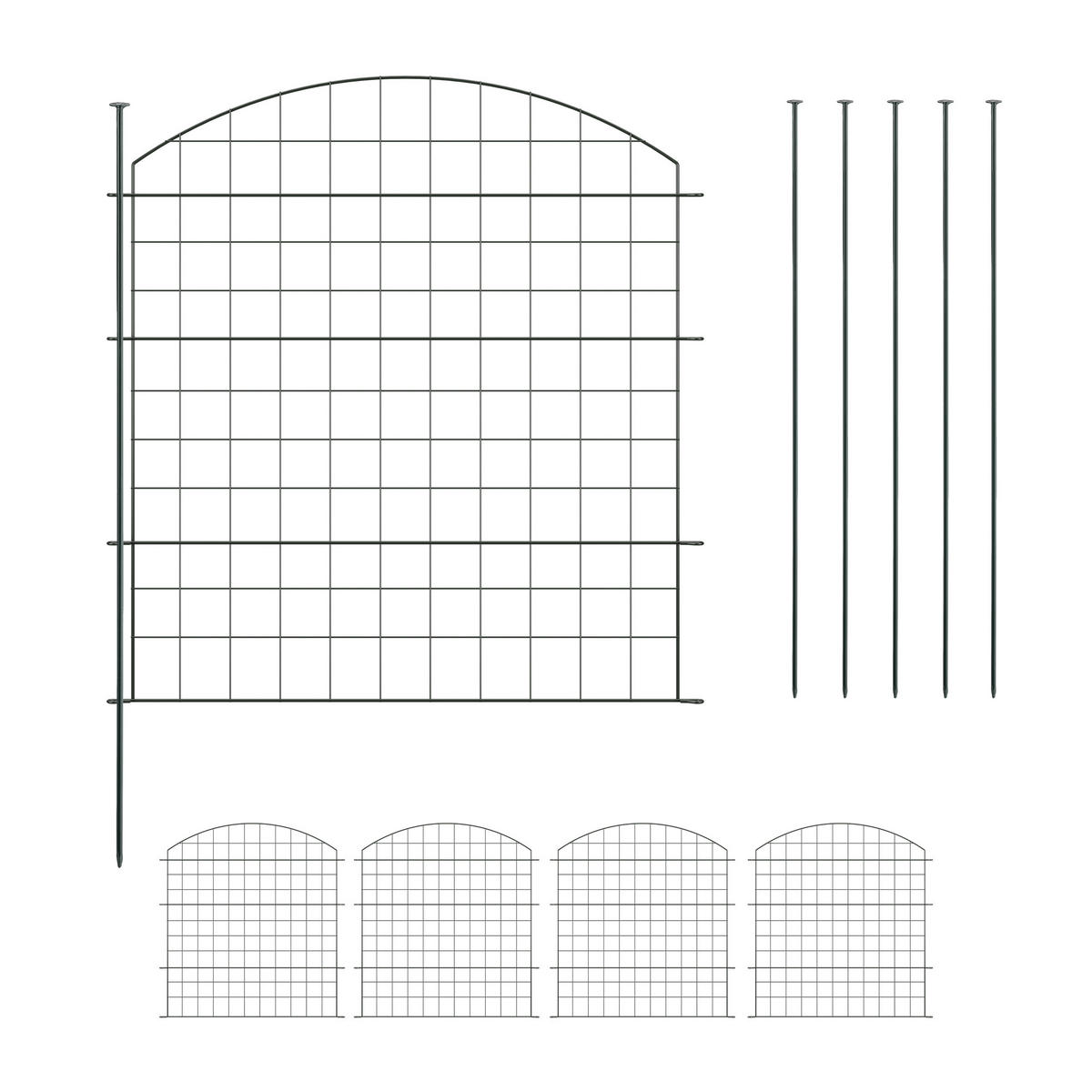 TEICHZAUN-SET - Schwarz, Metall (375/79cm) - Relaxdays