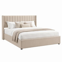 POLSTERBETT mit Bettkasten 180x200 cm Leinen Beige - Beige, Metall (180/200cm) - Meubliv