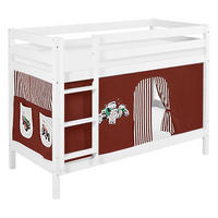 ETAGENBETT JELLE 90x190 cm Trecker braun - Hochbett - inkl. Vorhang und 2 Lattenrosten - Weiß, Holz - Lilokids