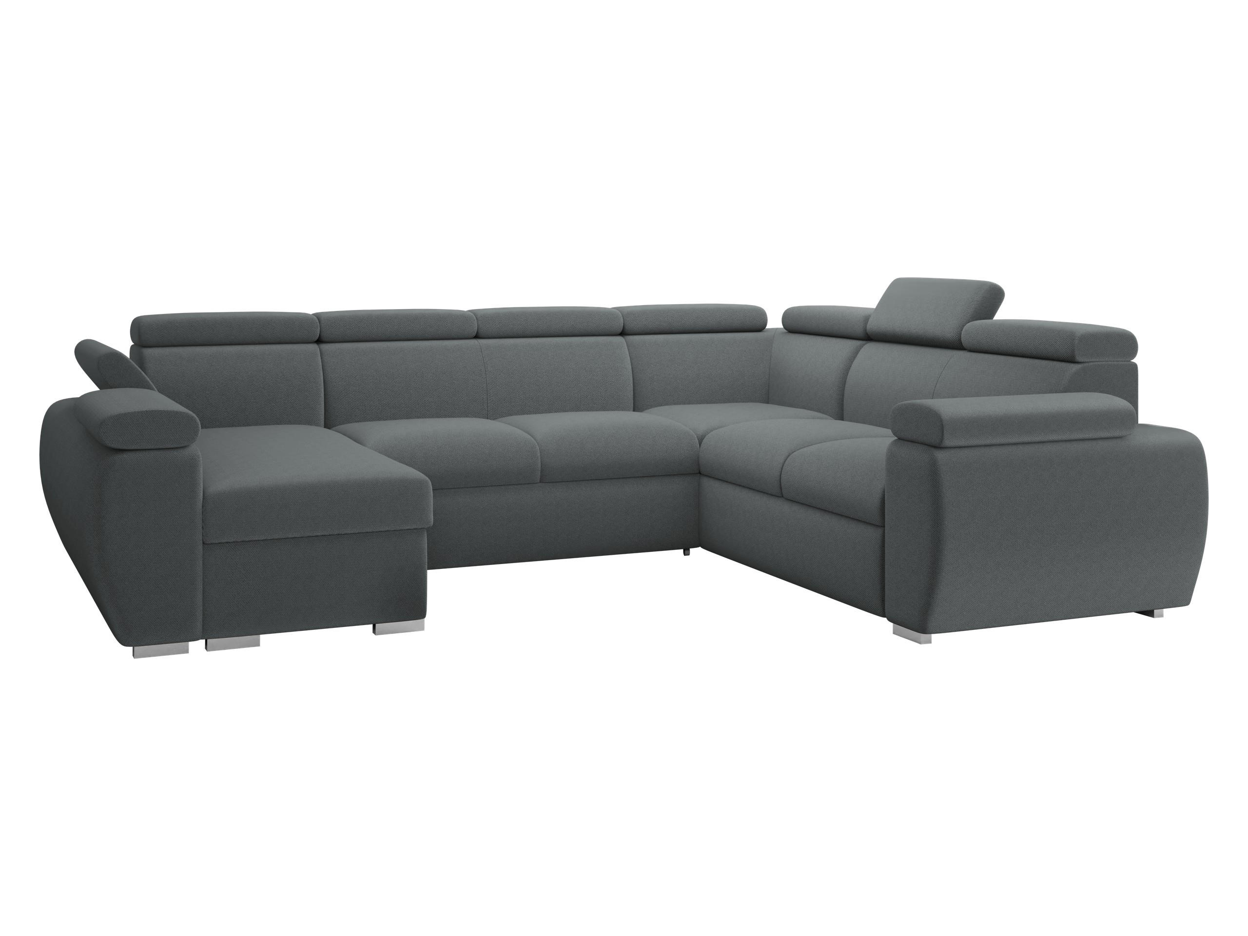 WOHNLANDSCHAFT Boston U, Seite: Links - LC+2P+R+2R - Chromfarben/Grau, Holz/Textil (325/98/260cm) - MIRJAN24