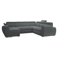 WOHNLANDSCHAFT Boston U, Seite: Links - LC+2P+R+2R - Chromfarben/Grau, Holz/Textil (325/98/260cm) - MIRJAN24