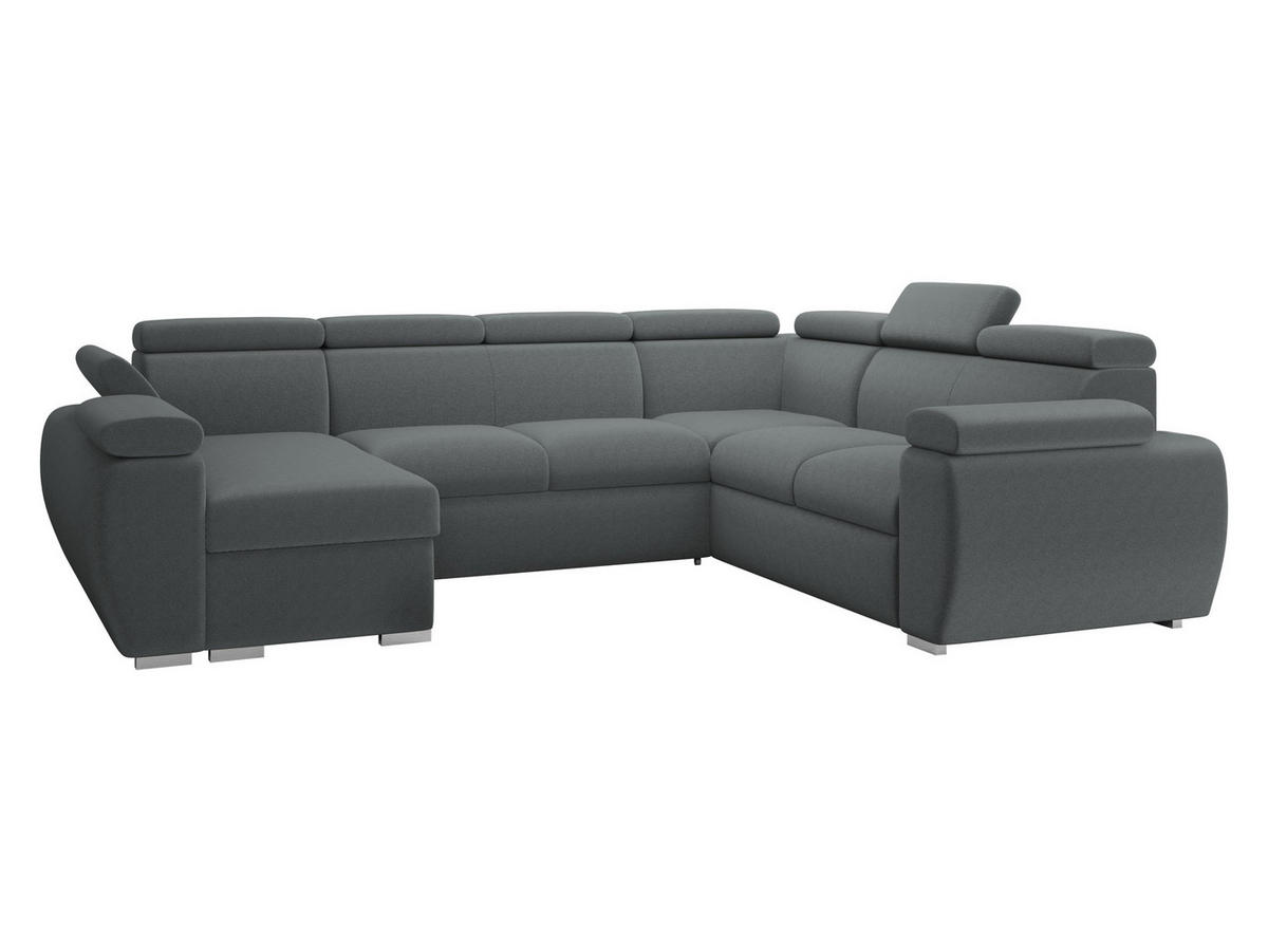 WOHNLANDSCHAFT Boston U, Seite: Links - LC+2P+R+2R - Chromfarben/Grau, Holz/Textil (325/98/260cm) - MIRJAN24