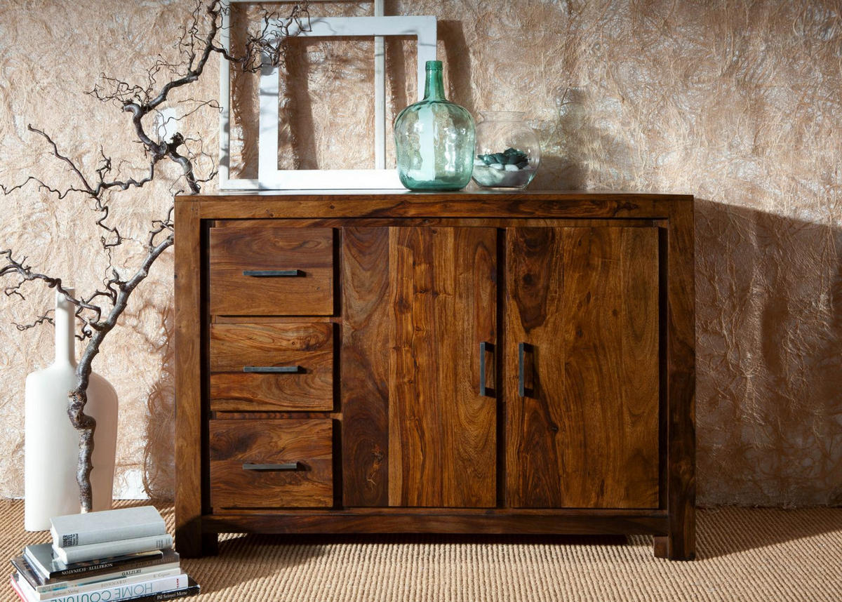 SIDEBOARD Sheesham 118x45x85 life honey lackiert METRO LIFE #122 - Braun, Holz (118/85/45cm) - Massivmoebel24