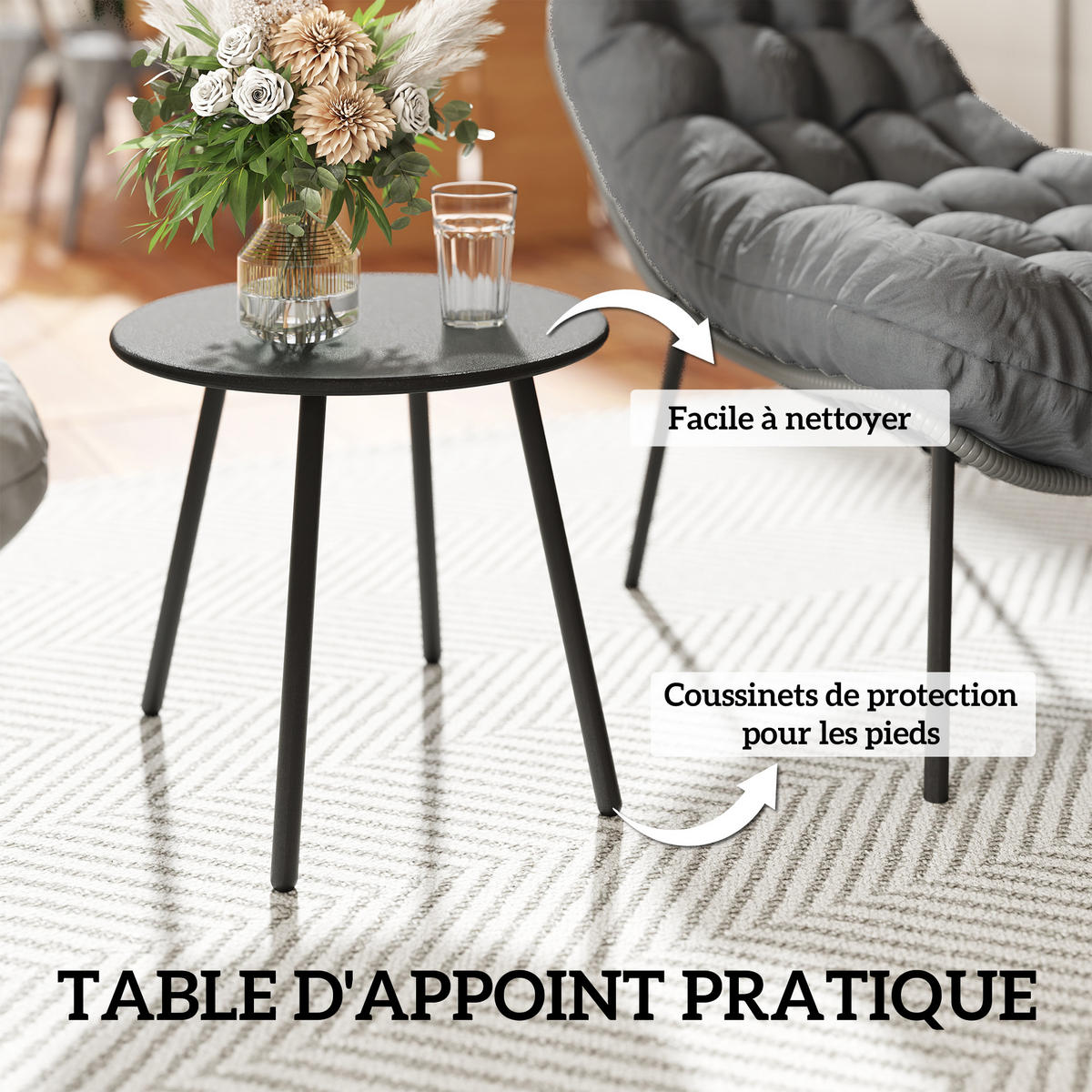 GARTENSET DE-13629 mit 15 cm dicken Kissen und Tisch Grau - Grau, Metall - ComfortXL