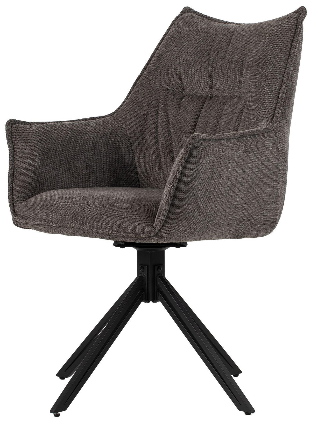 DININGSESSEL Ginosa - drehbar - dunkelgrau - Dunkelgrau/Graubraun, Textil/Metall (62/90/66cm) - bene living