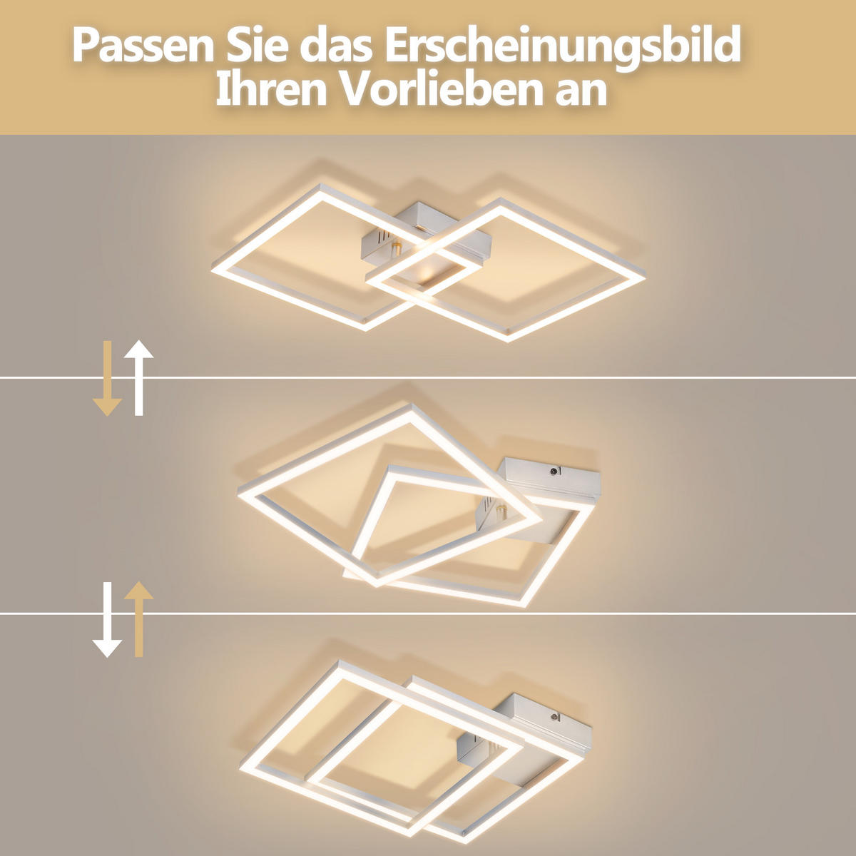 LED DECKENLEUCHTE Felwynne 39.5/39.5/6.7 cm - Silberfarben, Kunststoff (39.5/39.5/6.7cm) - ZMH