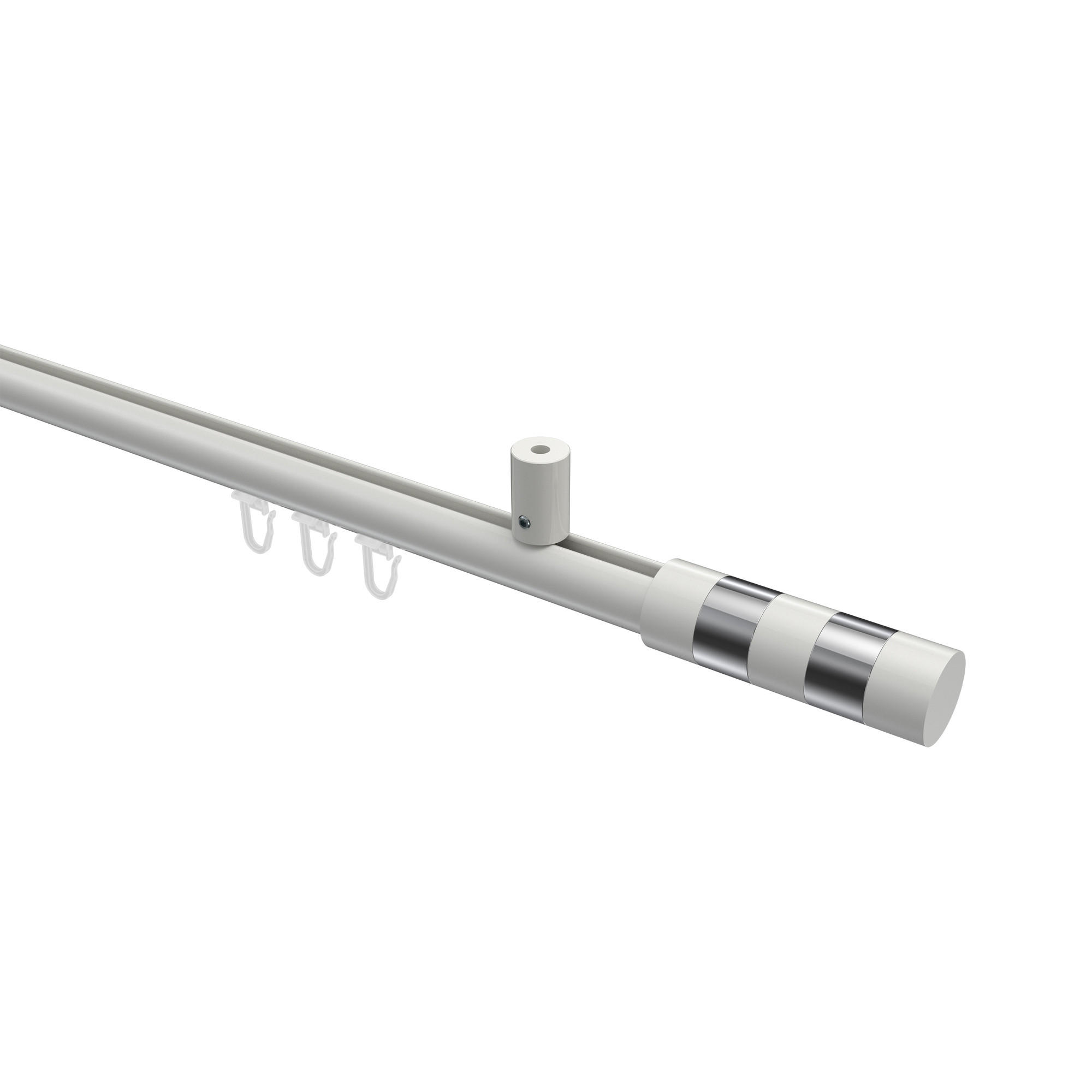 GARDINENSTANGE INNENLAUF Sonius Mavell 160 cm, 1-läufig, 20 mm Ø Weiß - Chromfarben/Weiß, Metall (160cm) - INTERDECO