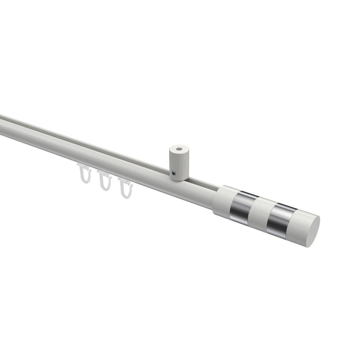 INNENLAUF-GARDINENSTANGEN-SET Sonius Mavell 160 cm, 1-läufig, 20 mm Ø Weiß - Chromfarben/Weiß, Metall (160cm) - INTERDECO