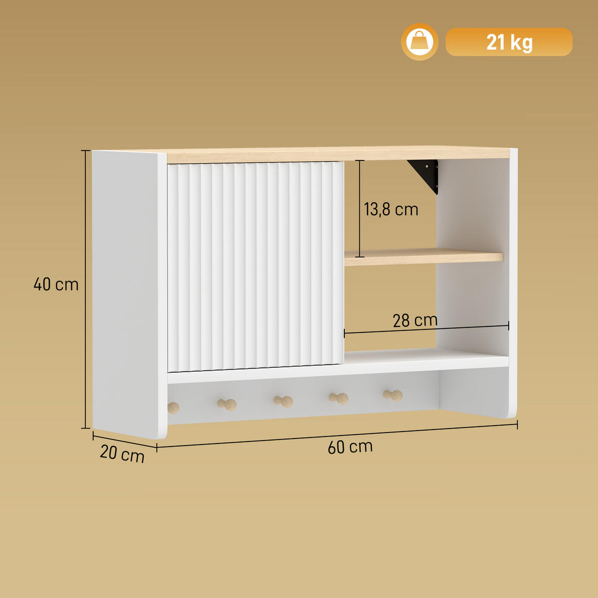 HÄNGESCHRANK Weiß 1 Stück - Weiß, Kunststoff (60/40/20cm) - GiPP