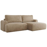 ECKSCHLAFSOFA TONO L Beige Plüsch - rechts - Beige/Schwarz, Kunststoff/Textil (150/260cm) - MKS