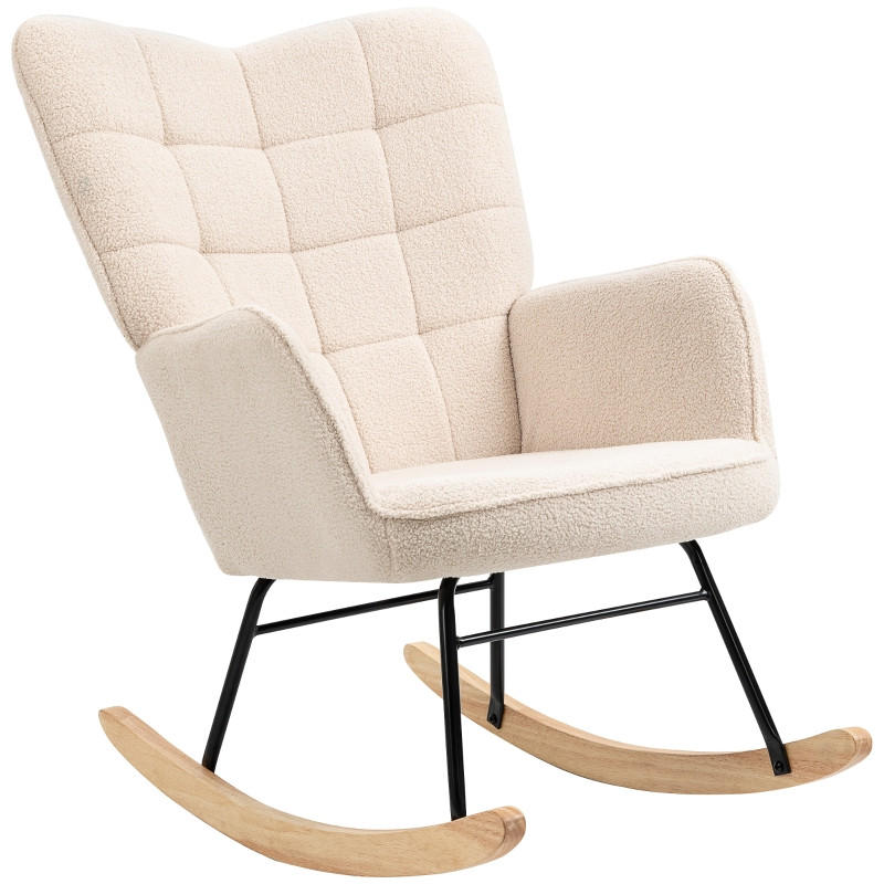 SCHAUKELSTUHL Wolloptik Stahlgestell 71 x 98 x 101 cm beige - Beige, Textil (71/101/98cm) - Vallsero