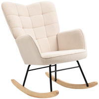 SCHAUKELSTUHL Wolloptik Stahlgestell 71 x 98 x 101 cm beige - Beige, Textil (71/101/98cm) - Vallsero