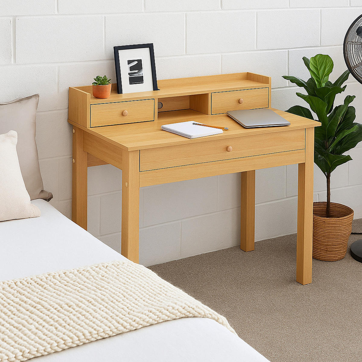 SCHREIBTISCH helles Holz - Hellbraun, Holz/Holzwerkstoff (100/50/91cm) - Urban Meuble