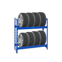 REIFENREGAL Tiger 100x110x35 cm 150 kg Fachlast bis zu 8 Reifen auf 2 Ebenen Blau - Blau, Metall (110/100/35cm) - PROREGAL
