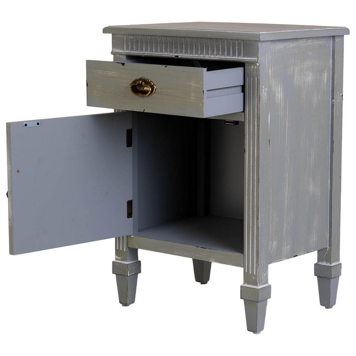 NACHTTISCH aus Holz und Gitter, blau, 46x36x68cm - Blau, Holz (46/68/36cm) - Wanderlust