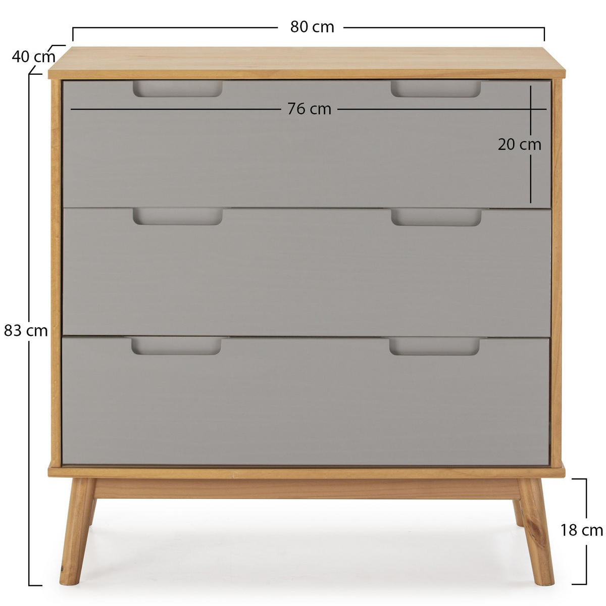 KOMMODE 80/82/40 Bruce - Wildeiche, Holz (80/82/40cm)
