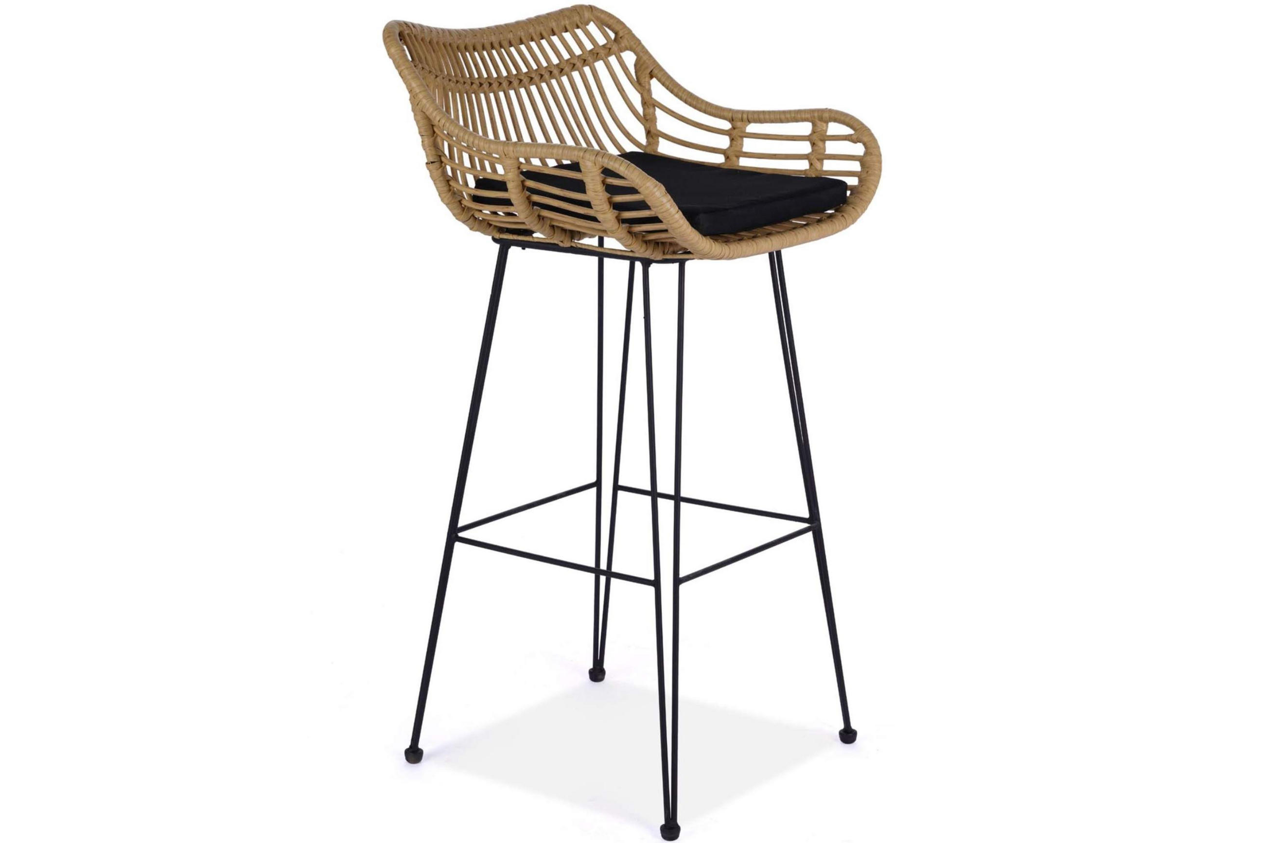 BARHOCKER BERIDIS Boho, schwarz/beige - Beige/Schwarz, Kunststoff (104/41/47cm) - KONSIMO®