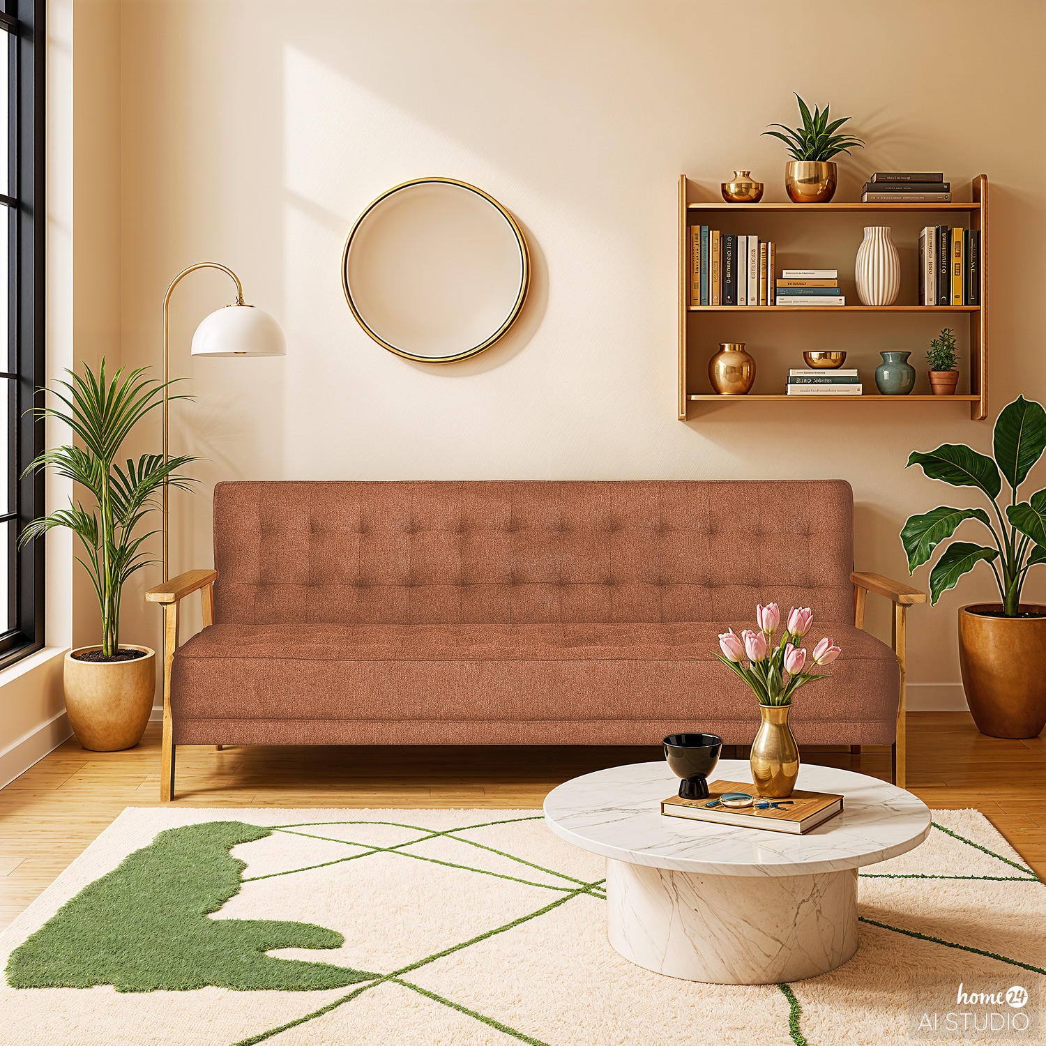 SCHLAFSOFA - Terracotta, Textil (204/85/86cm) - home24