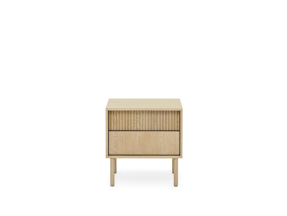 NACHTTISCH TAVO 54 cm Eiche Cremona - mit 2 Schubladen (eine geriffelt) und Holzfüßen - Eichefarben, Holz/Holzwerkstoff (53/55/39cm) - Ravio