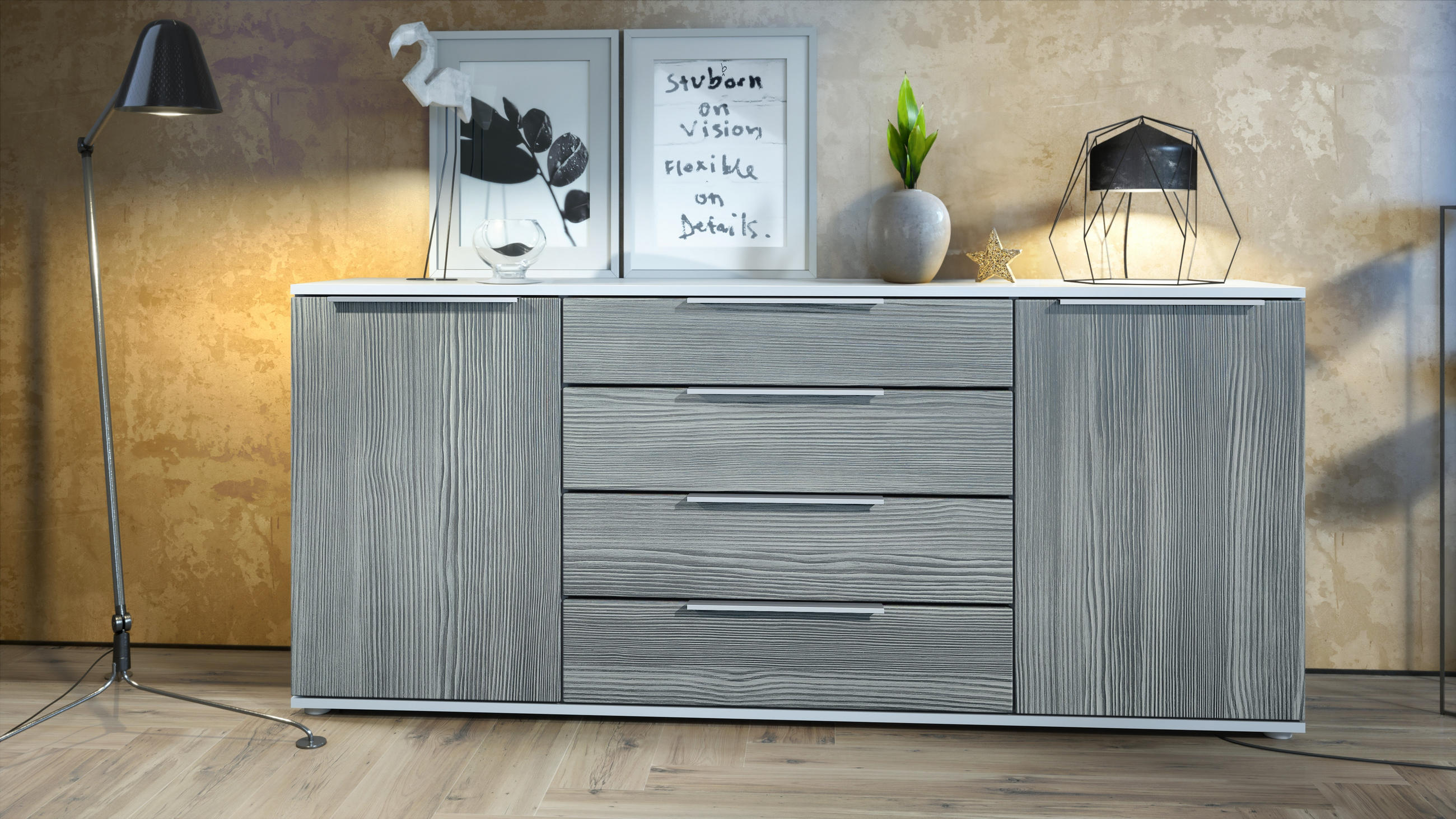 SIDEBOARD Linio Avola-Anthrazit - Anthrazit, Holzwerkstoff (166.5/75.5/35cm) - Vladon