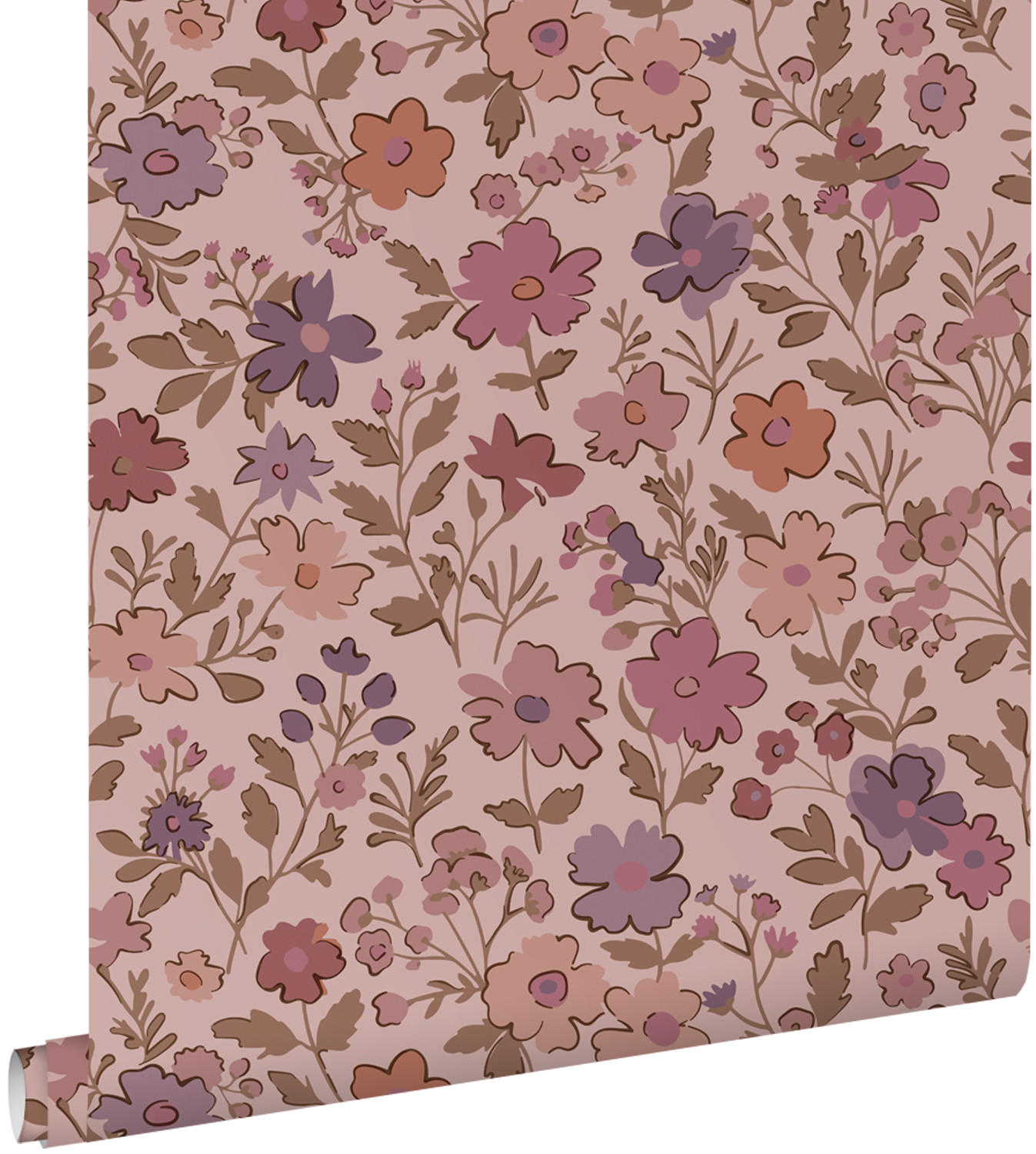 TAPETE Blumen 50 x 900 cm - Lila, Papier (50/0.1cm) - ESTAhome