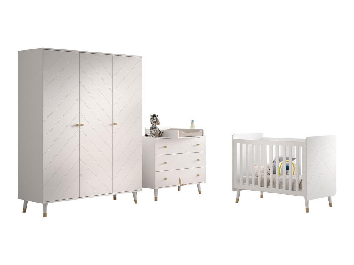 BABYZIMMER Set Kamillah 1 aus MDF in Satin Weiß - Weiß, Holzwerkstoff (374/200/74cm) - 58aufmkessel