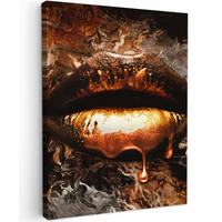 LEINWANDBILD Gold - Lippen - Kunst - Gold - Luxus - Abstrakt 60x80 cm - Kupferfarben, Textil (60/80cm) - MuchoWow