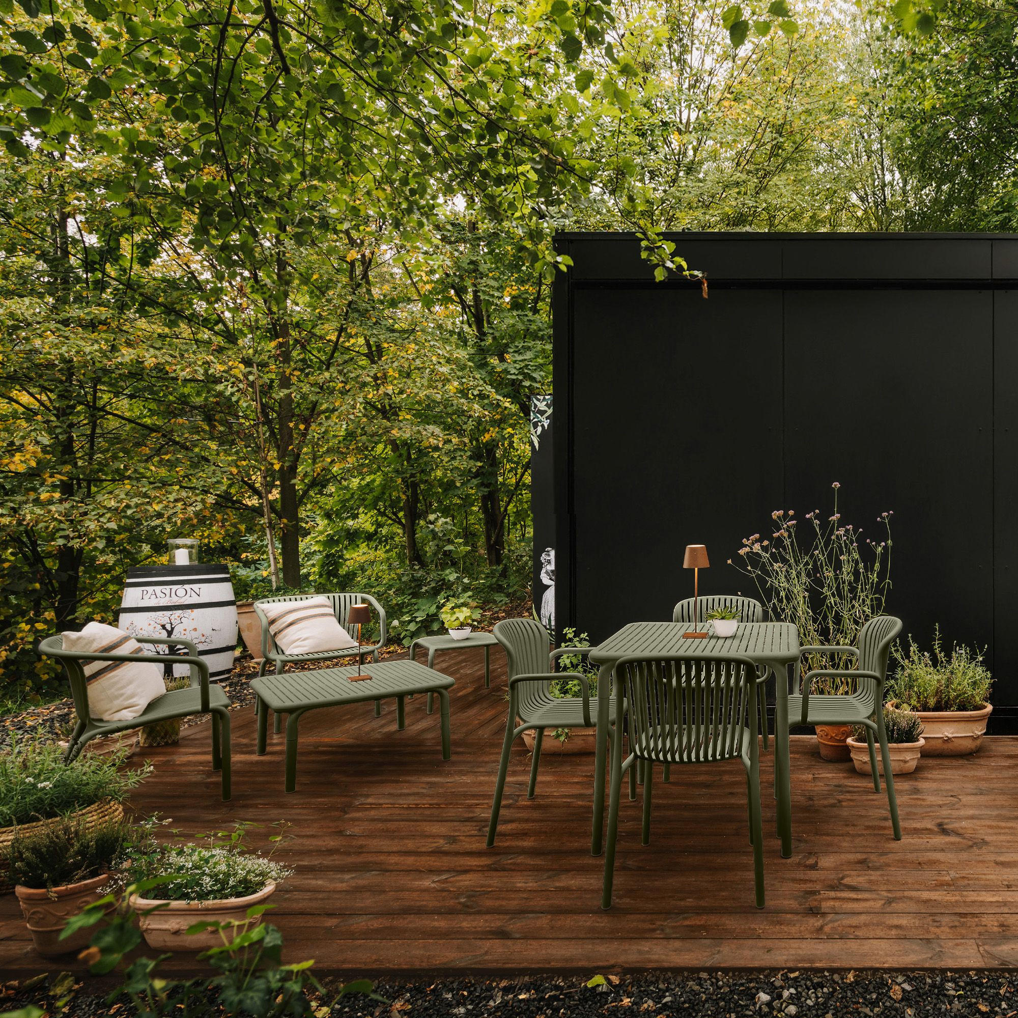 GARTEN ESSGRUPPE FICCARI, Gartenmöbel-Set 8-tlg, Olive - Olivgrün, Kunststoff - KONSIMO®
