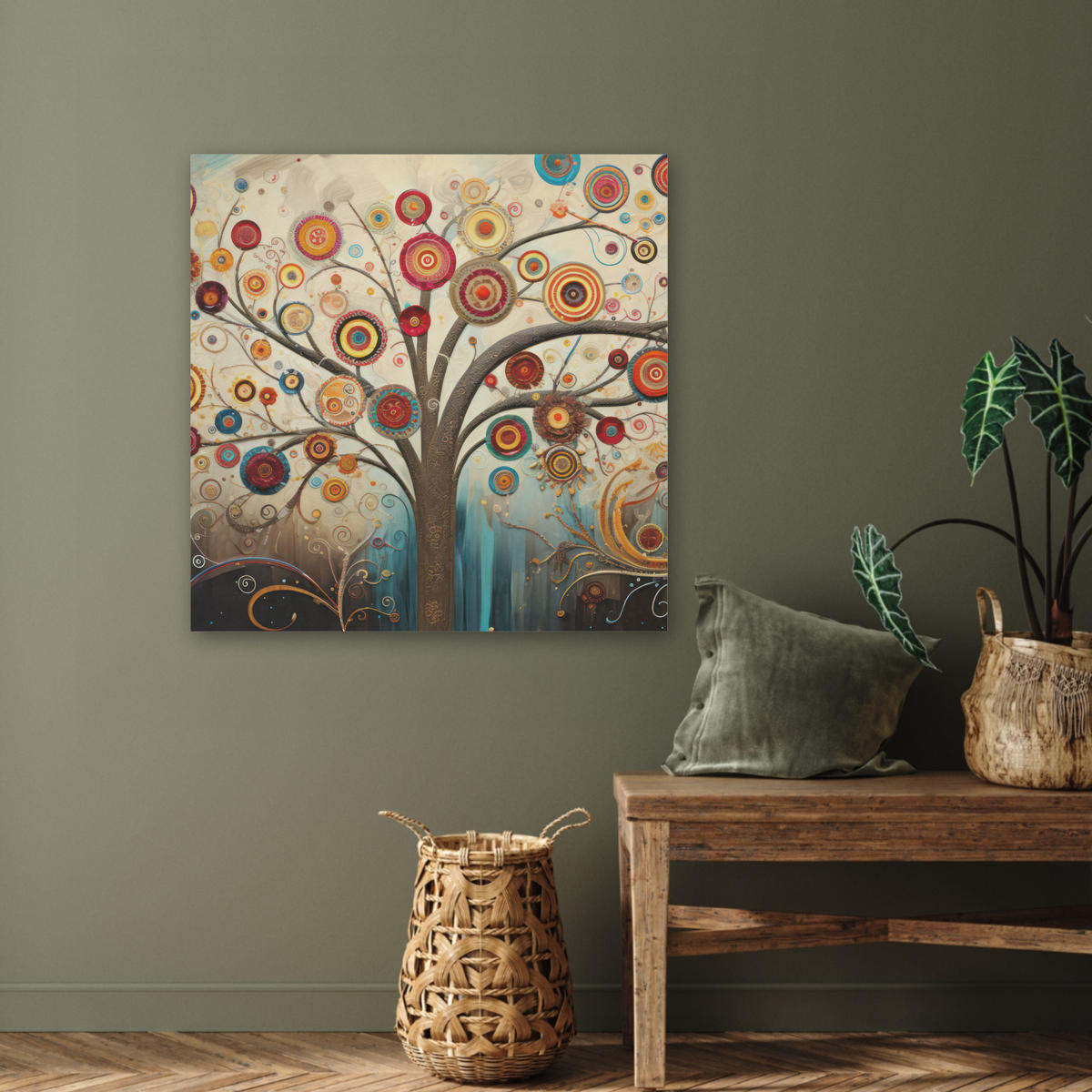 AKUSTICKÝ OBRAZ Strom - Strom života - Farba 80x80 cm - hnedá, plast (80/80/0.9cm) - MuchoWow