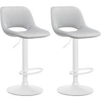 BARHOCKER 2er Set Samt hellgrau - Hellgrau/Weiß, Textil/Metall (42/86/46cm) - CLP