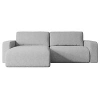 ECKSOFA mit Schlaffunktion und Bettkasten KLEEA-L - 247x143x83 cm Hellgrau Bouclé - Hellgrau/Schwarz, Holzwerkstoff/Kunststoff (247/143cm) - ALTDECOR