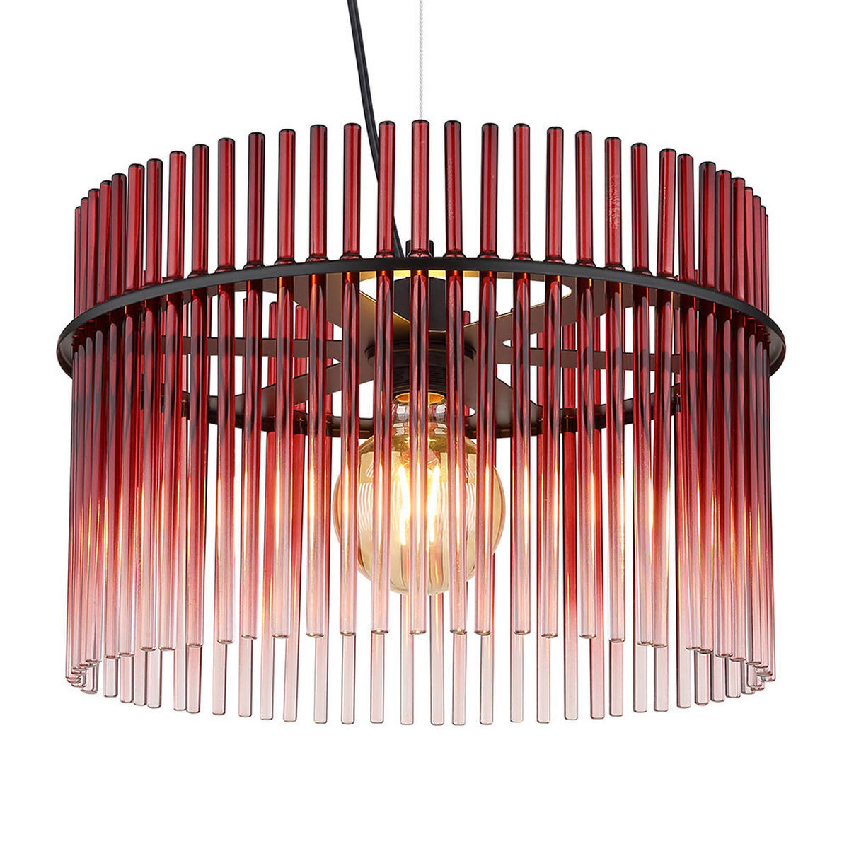 HÄNGELEUCHTE Metall Rot - Rot, Glas (40/40/150cm) - Globo Lighting