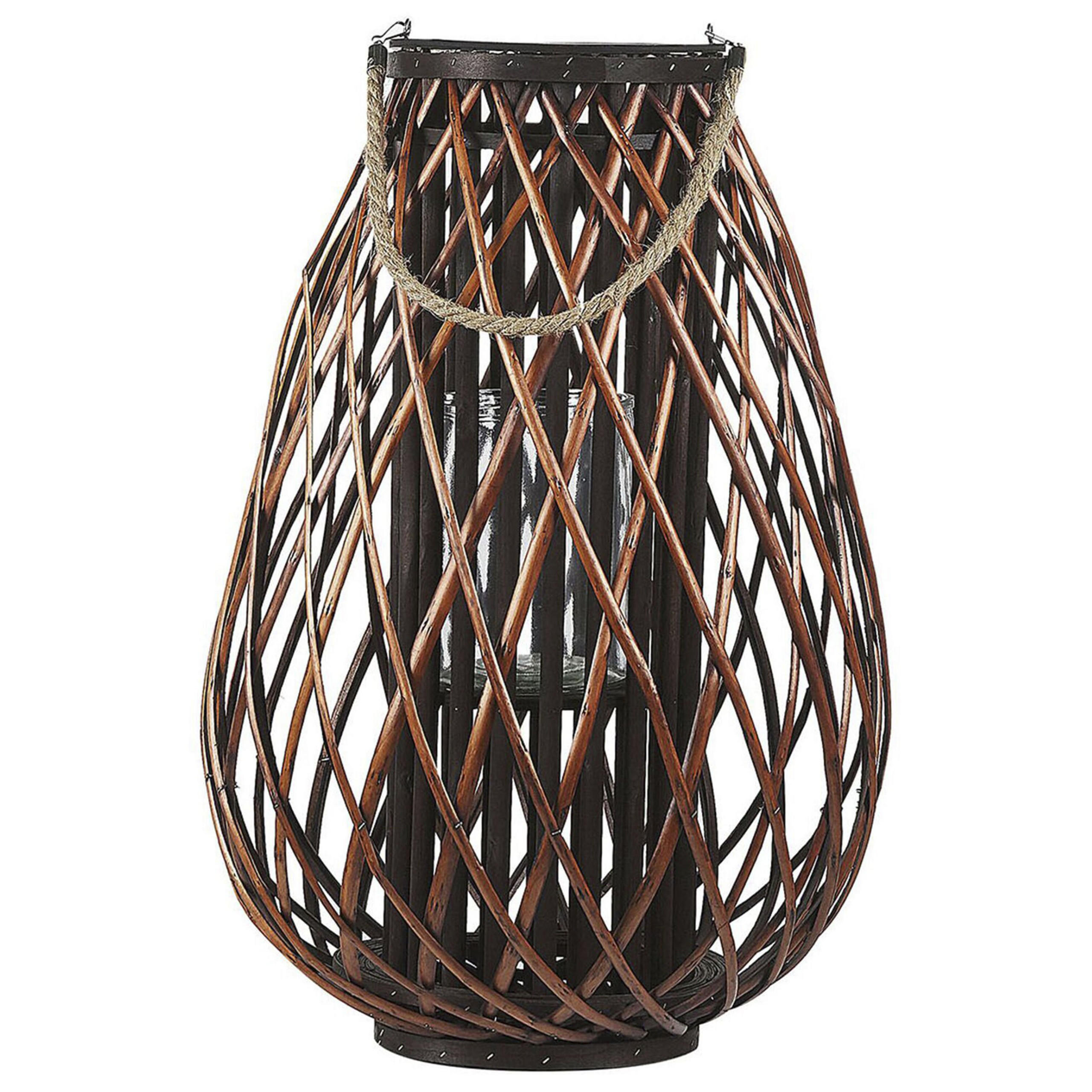LATERNE Braun Kiusiu - Braun, Holz (40/60/40cm) - Beliani