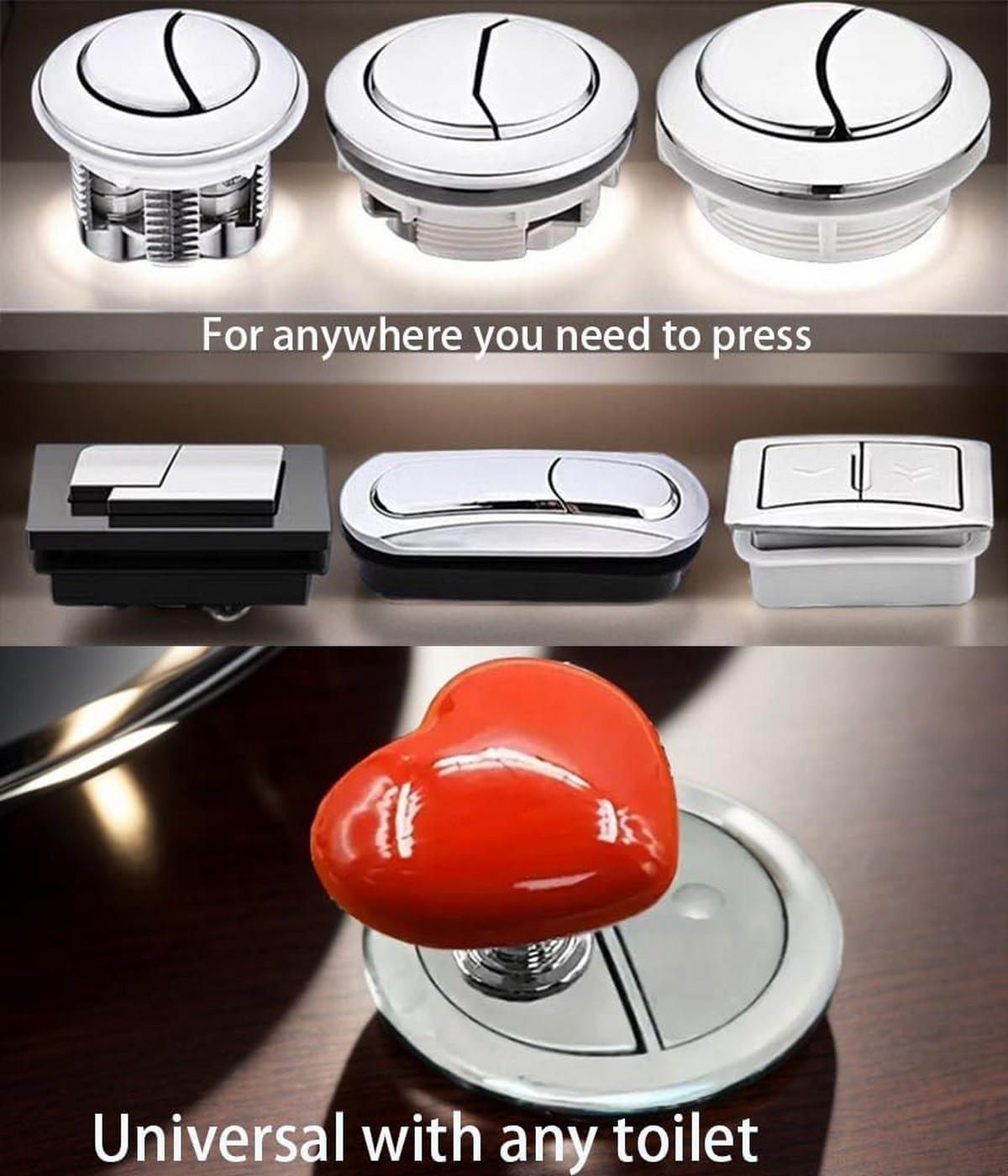 WC-SPÜLTASTE, Rot,3.7/3.1/3.1cm,2er-Pack - Rot, Kunststoff (5/6/5cm)
