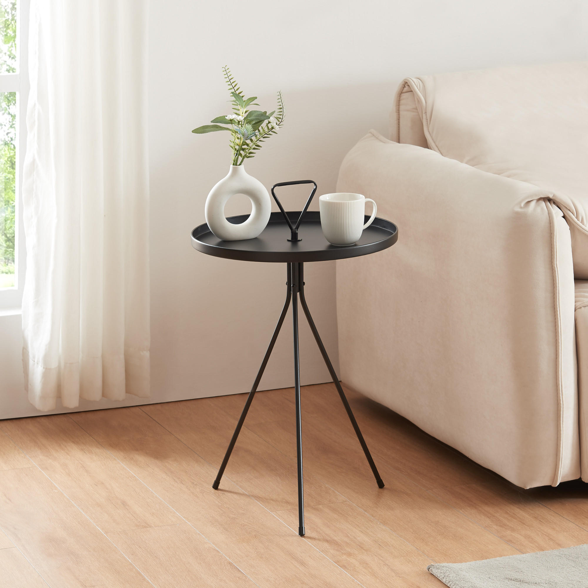 BEISTELLTISCH Odal - Schwarz, Metall (41/41/65cm) - [en.casa]