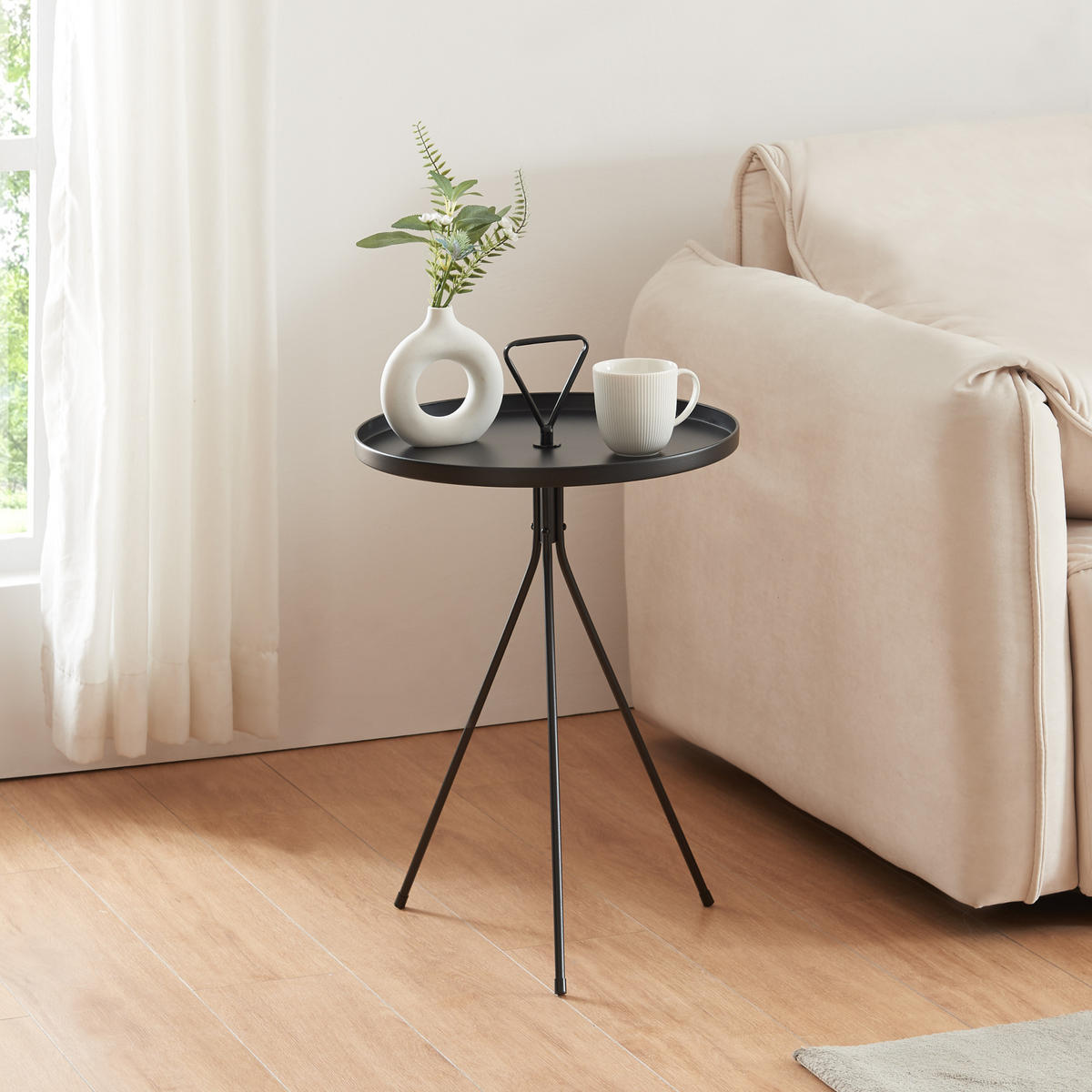 BEISTELLTISCH Odal - Schwarz, Metall (41/41/65cm) - [en.casa]