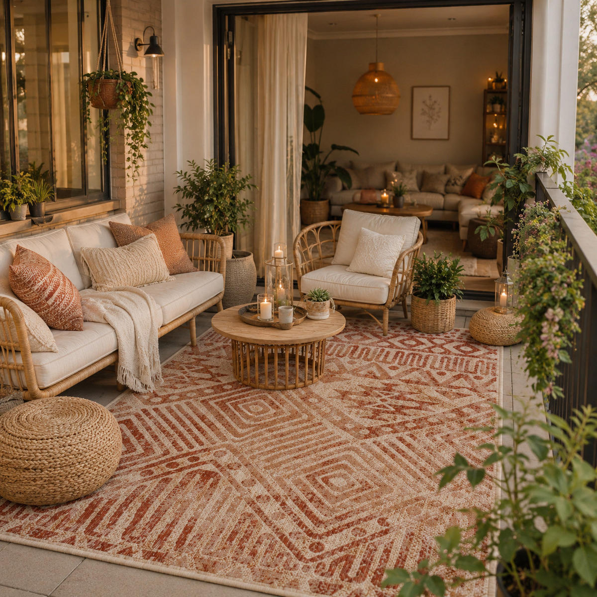 IN- UND OUTDOOR TEPPICH CARPETTO VINTAGE - Terracotta, Textil (120/170cm) - Pergamon
